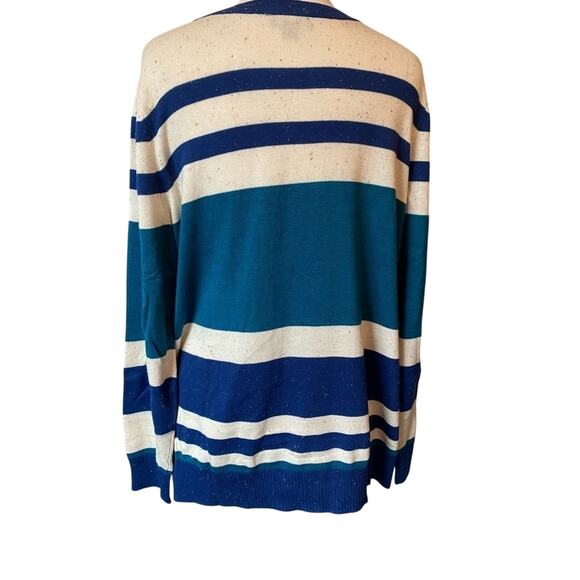 J Jason Wu NWOT Stripe Knit Sweater Women's 1X Modal Cotton Preppy Nautical Blue - Picture 4 of 7